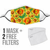 Drawing Sunflower Print Pattern Face Mask-grizzshop