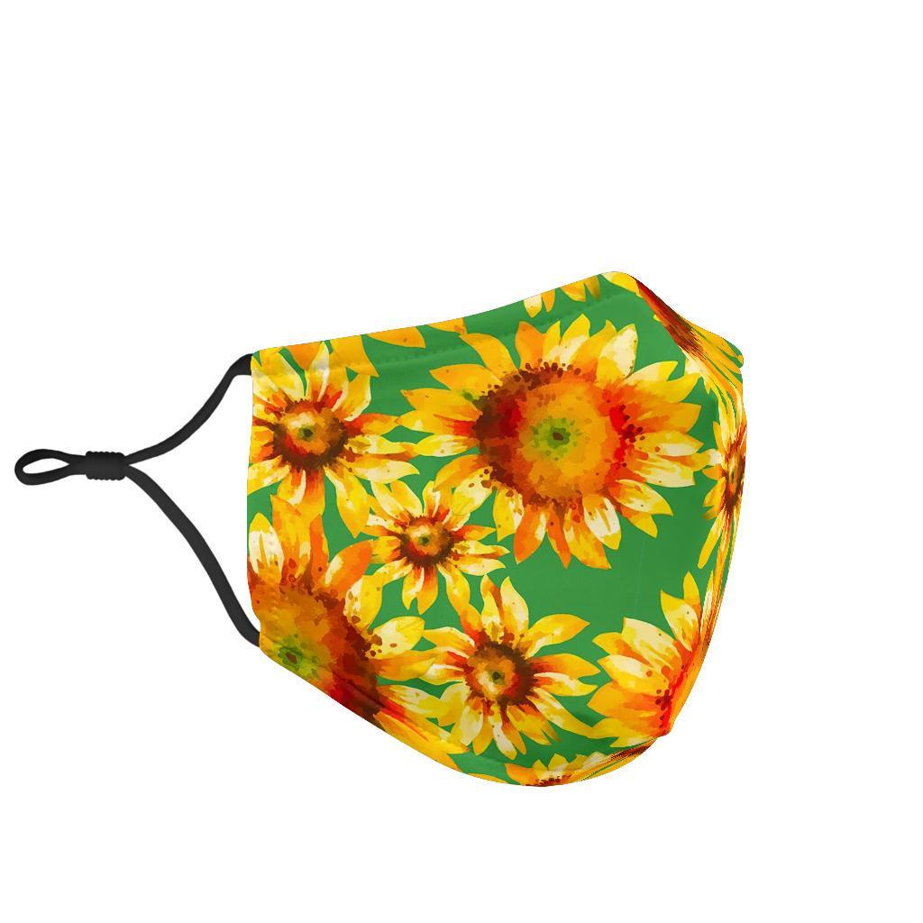 Drawing Sunflower Print Pattern Face Mask-grizzshop