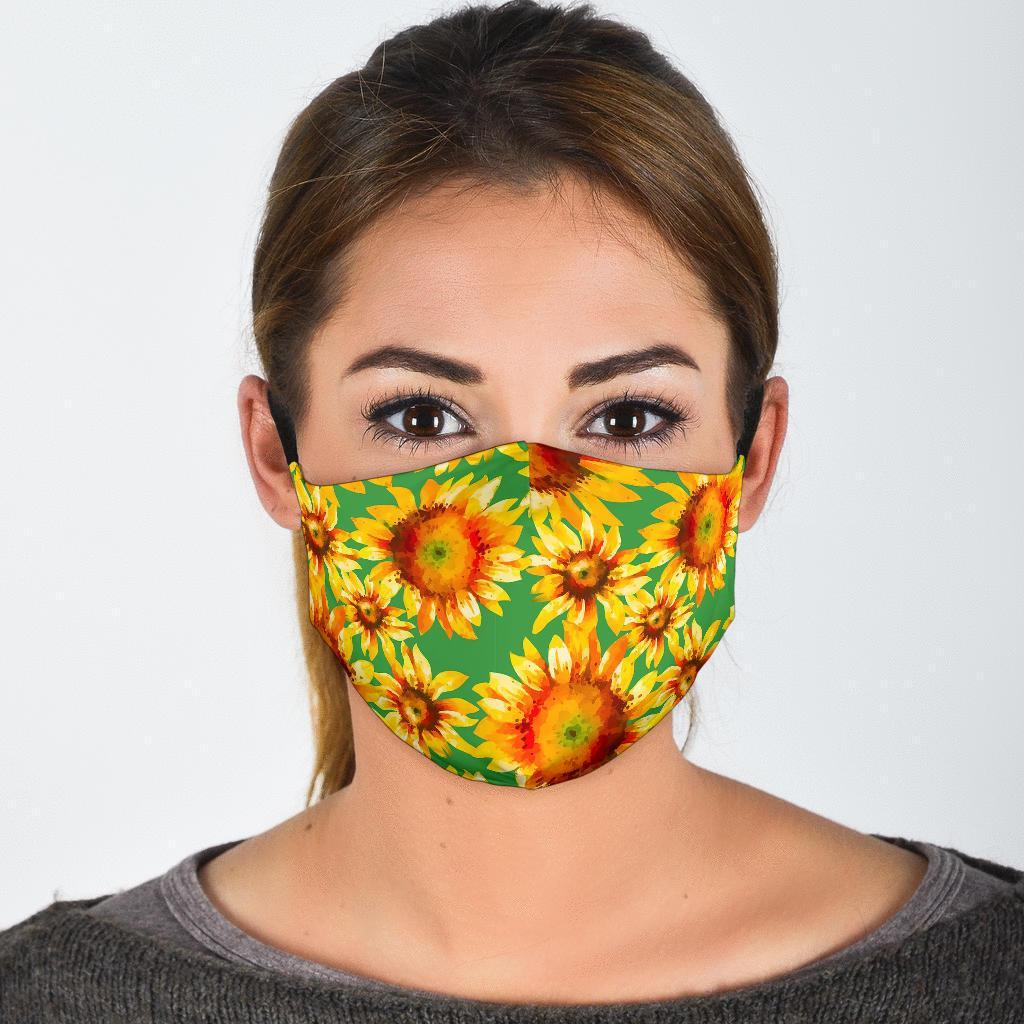 Drawing Sunflower Print Pattern Face Mask-grizzshop