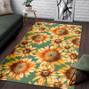 Drawing Sunflower Print Pattern Floor Mat-grizzshop