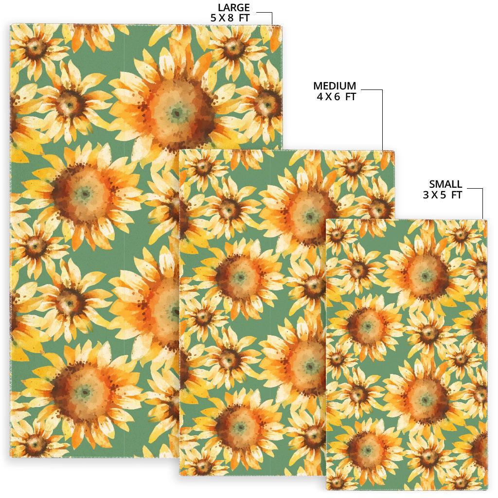 Drawing Sunflower Print Pattern Floor Mat-grizzshop