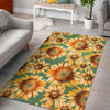 Drawing Sunflower Print Pattern Floor Mat-grizzshop