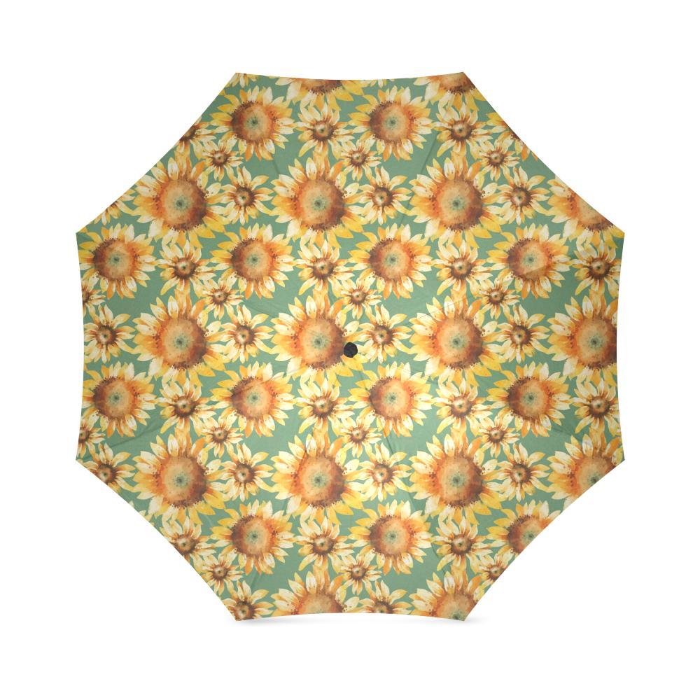 Drawing Sunflower Print Pattern Foldable Umbrella-grizzshop