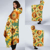 Drawing Sunflower Print Pattern Hooded Blanket-grizzshop
