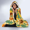 Drawing Sunflower Print Pattern Hooded Blanket-grizzshop