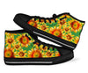 Drawing Sunflower Print Pattern Men Women's High Top Shoes-grizzshop