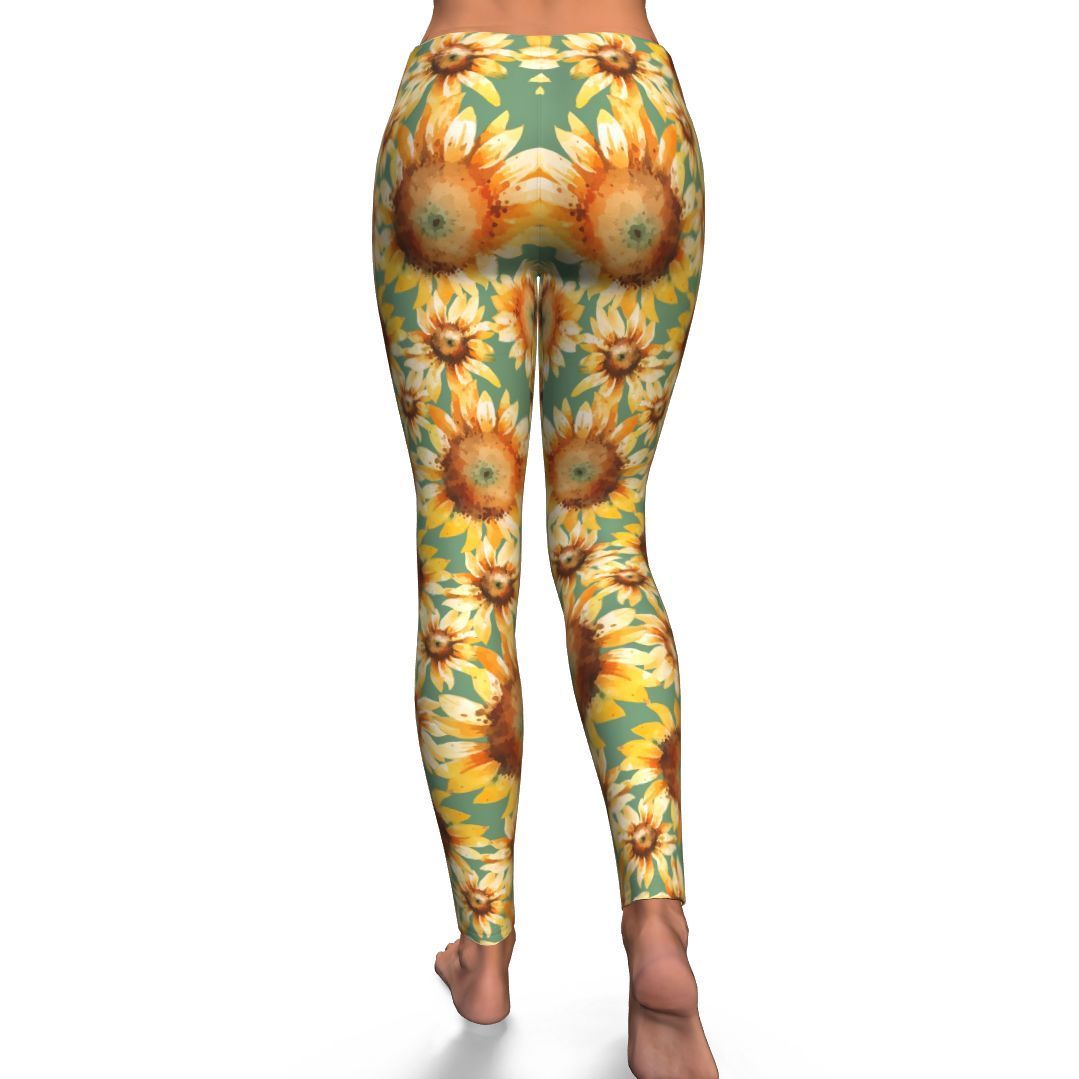 Drawing Sunflower Print Pattern Pattern Women Leggings-grizzshop