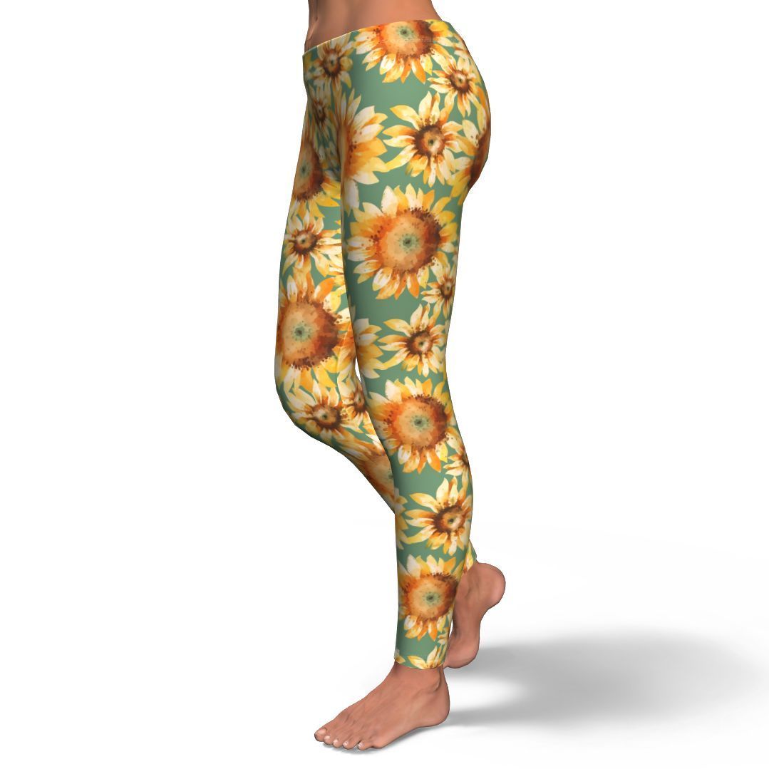 Drawing Sunflower Print Pattern Pattern Women Leggings-grizzshop