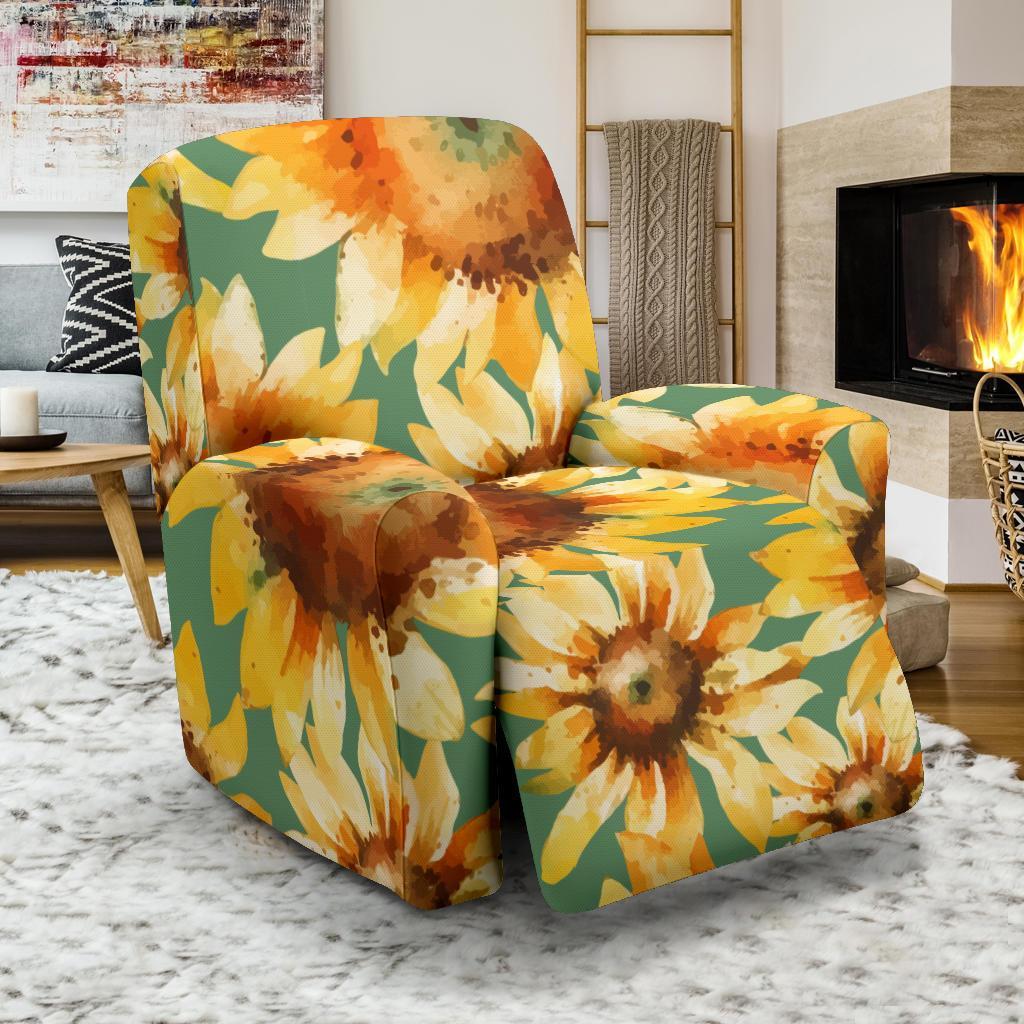 Drawing Sunflower Print Pattern Recliner Cover-grizzshop