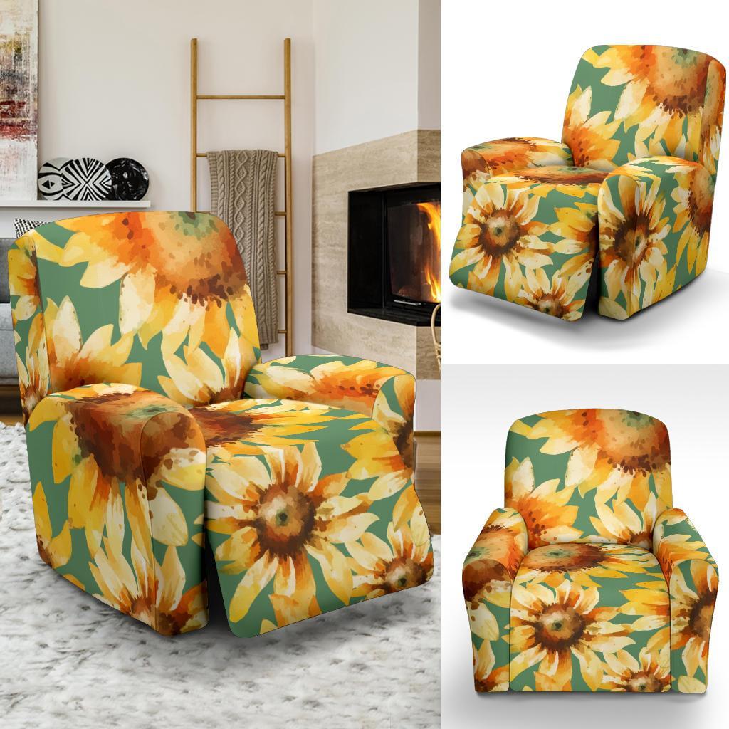 Drawing Sunflower Print Pattern Recliner Cover-grizzshop