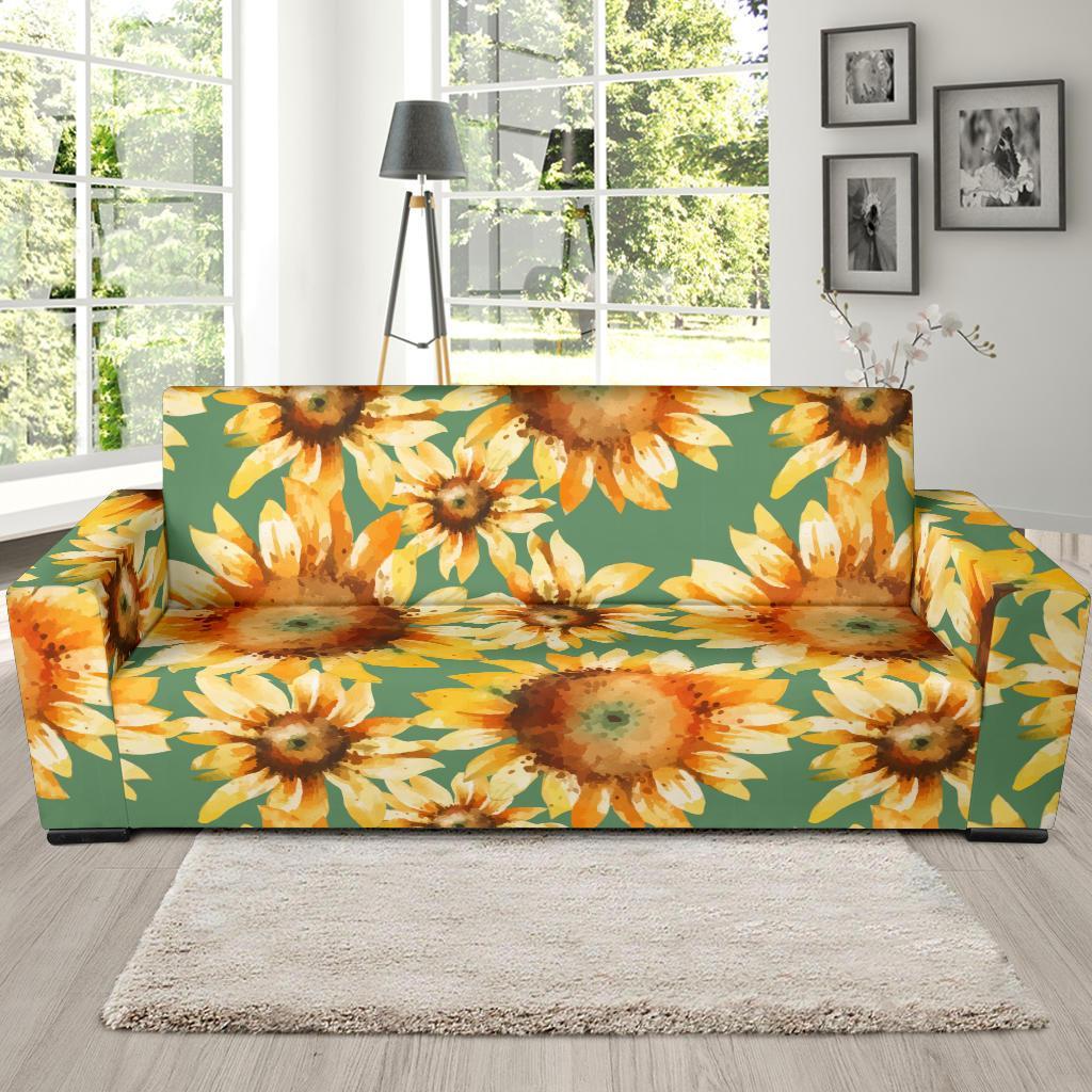 Drawing Sunflower Print Pattern Sofa Covers-grizzshop