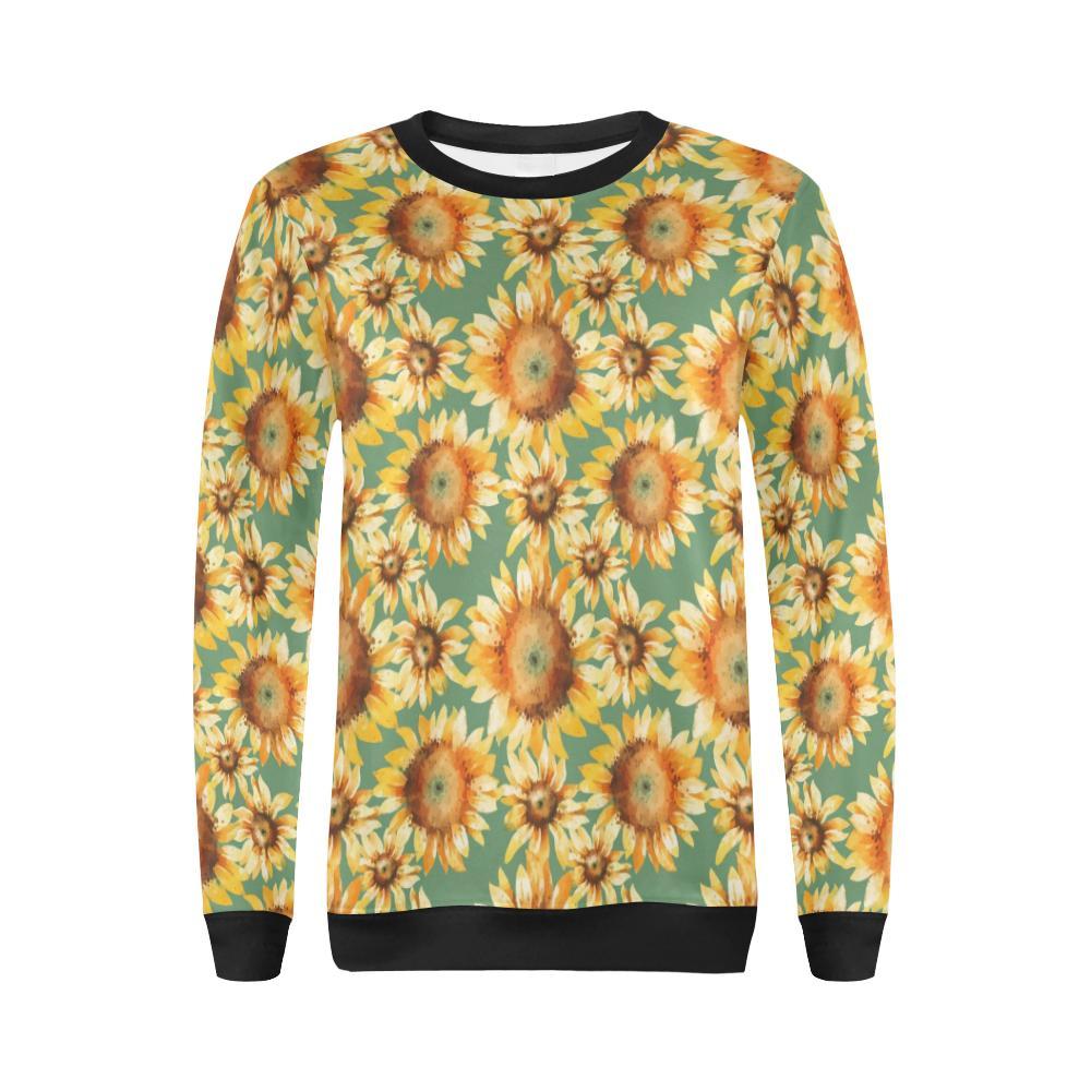 Drawing Sunflower Print Pattern Women Crewneck Sweatshirt-grizzshop