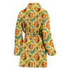 Drawing Sunflower Print Pattern Women Long Robe-grizzshop