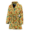 Drawing Sunflower Print Pattern Women Long Robe-grizzshop