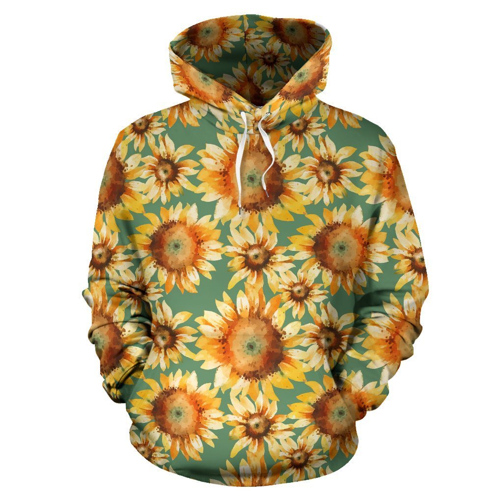 Drawing Sunflower Print Pattern Women Men Pullover Hoodie-grizzshop