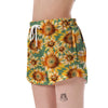 Drawing Sunflower Print Pattern Women's Shorts-grizzshop