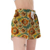 Drawing Sunflower Print Pattern Women's Shorts-grizzshop