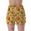 Drawing Sunflower Print Pattern Women's Shorts-grizzshop