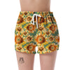 Drawing Sunflower Print Pattern Women's Shorts-grizzshop