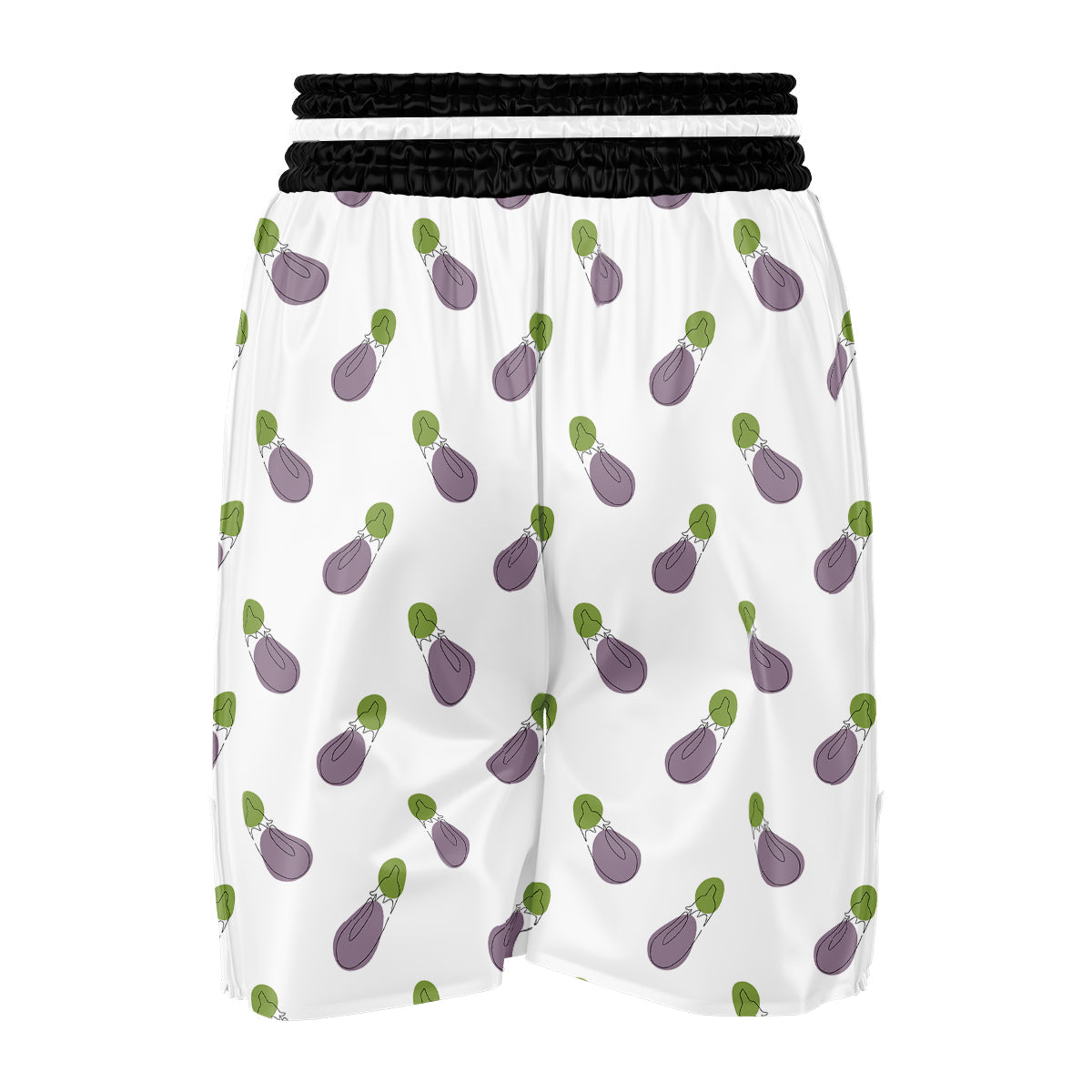 Drawing White Eggplant Print Pattern Boxing Shorts-grizzshop