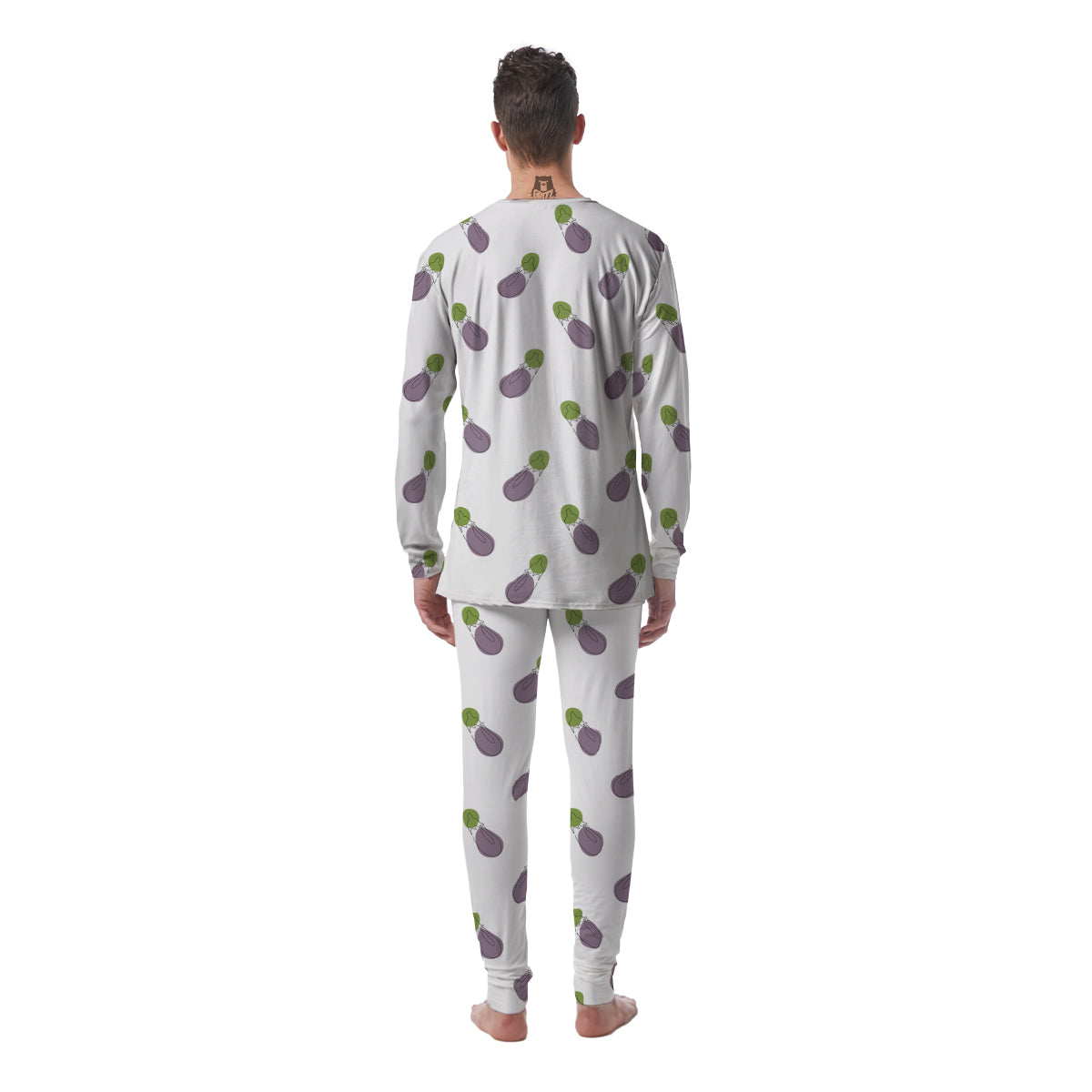 Drawing White Eggplant Print Pattern Men's Pajamas-grizzshop