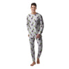 Drawing White Eggplant Print Pattern Men's Pajamas-grizzshop