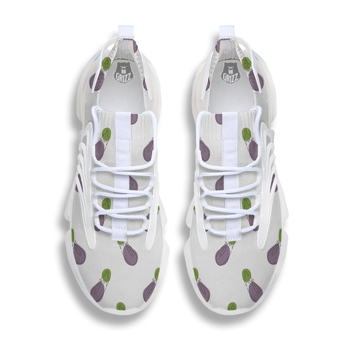 Drawing White Eggplant Print Pattern White Gym Shoes-grizzshop