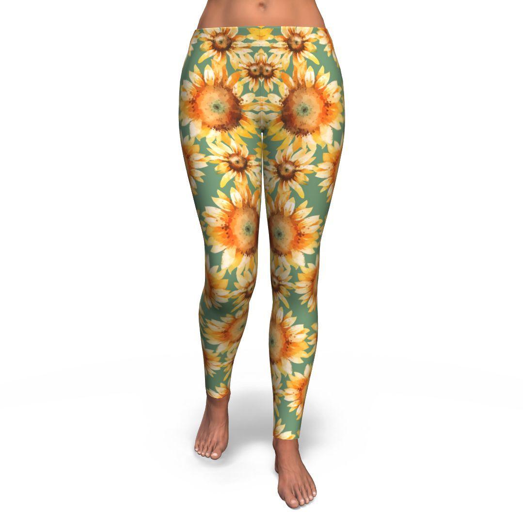 Drawing Sunflower Print Pattern Pattern Women Leggings-grizzshop