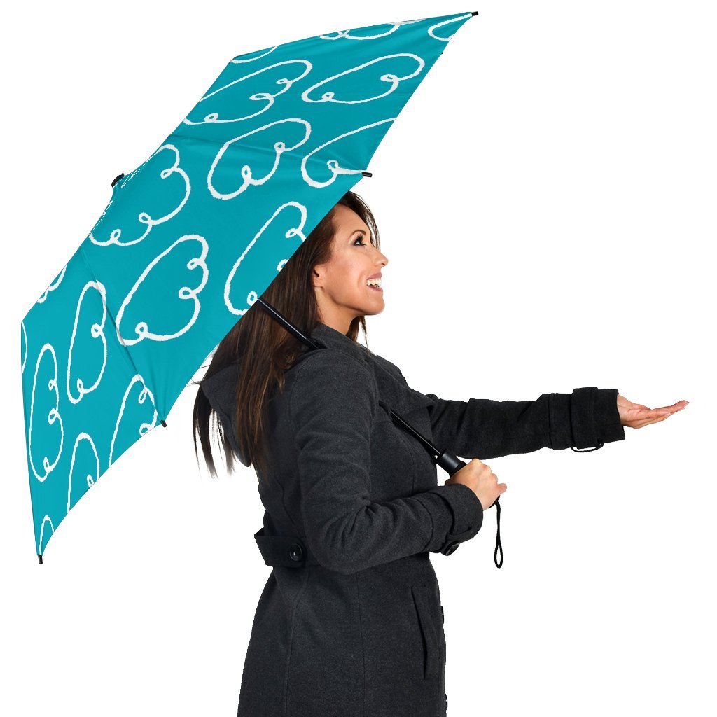 Drawn Cloud Pattern Print Automatic Foldable Umbrella-grizzshop