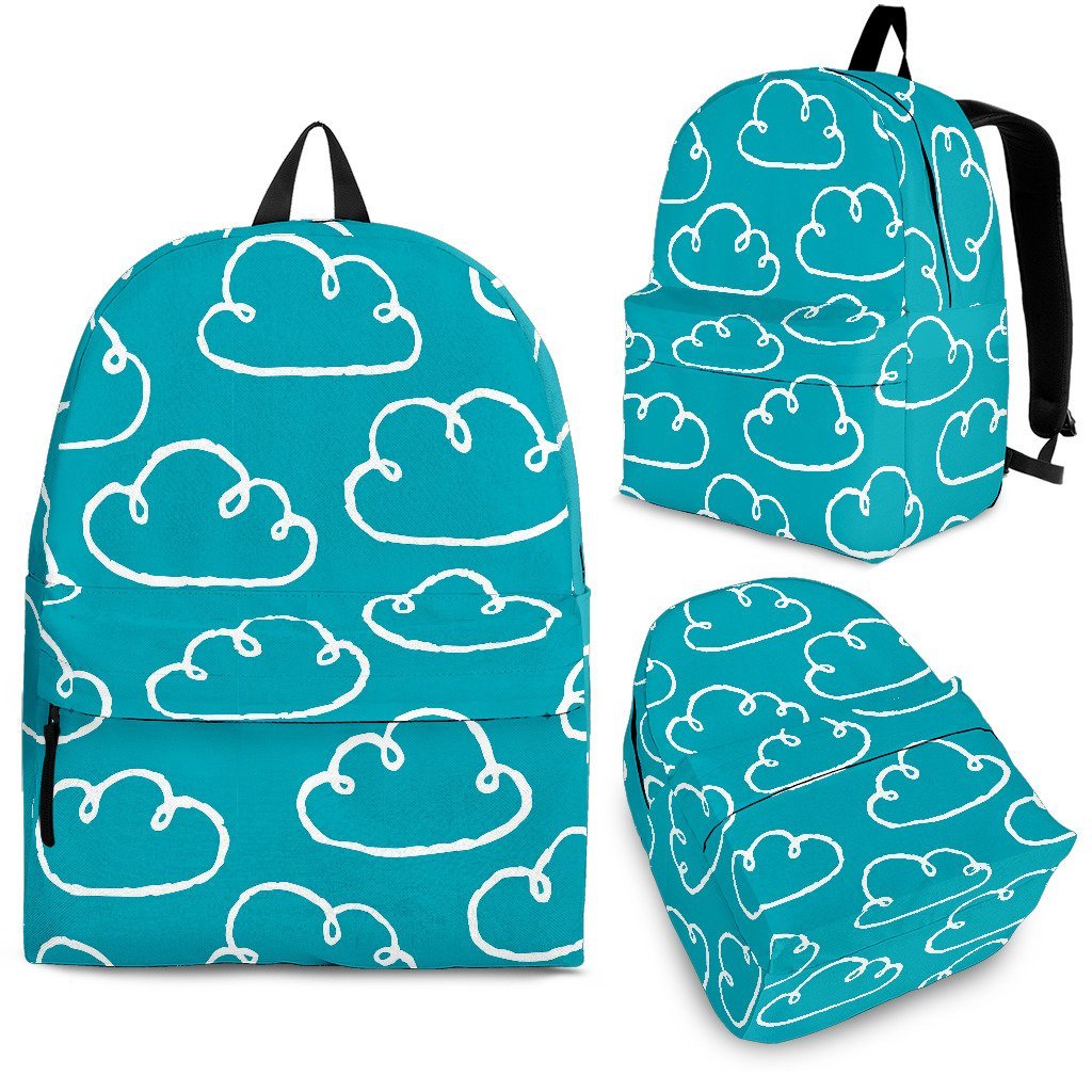 Drawn Cloud Pattern Print Backpack-grizzshop