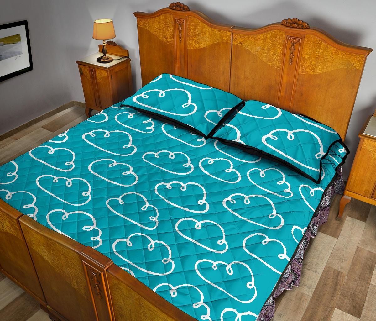 Drawn Cloud Pattern Print Bed Set Quilt-grizzshop