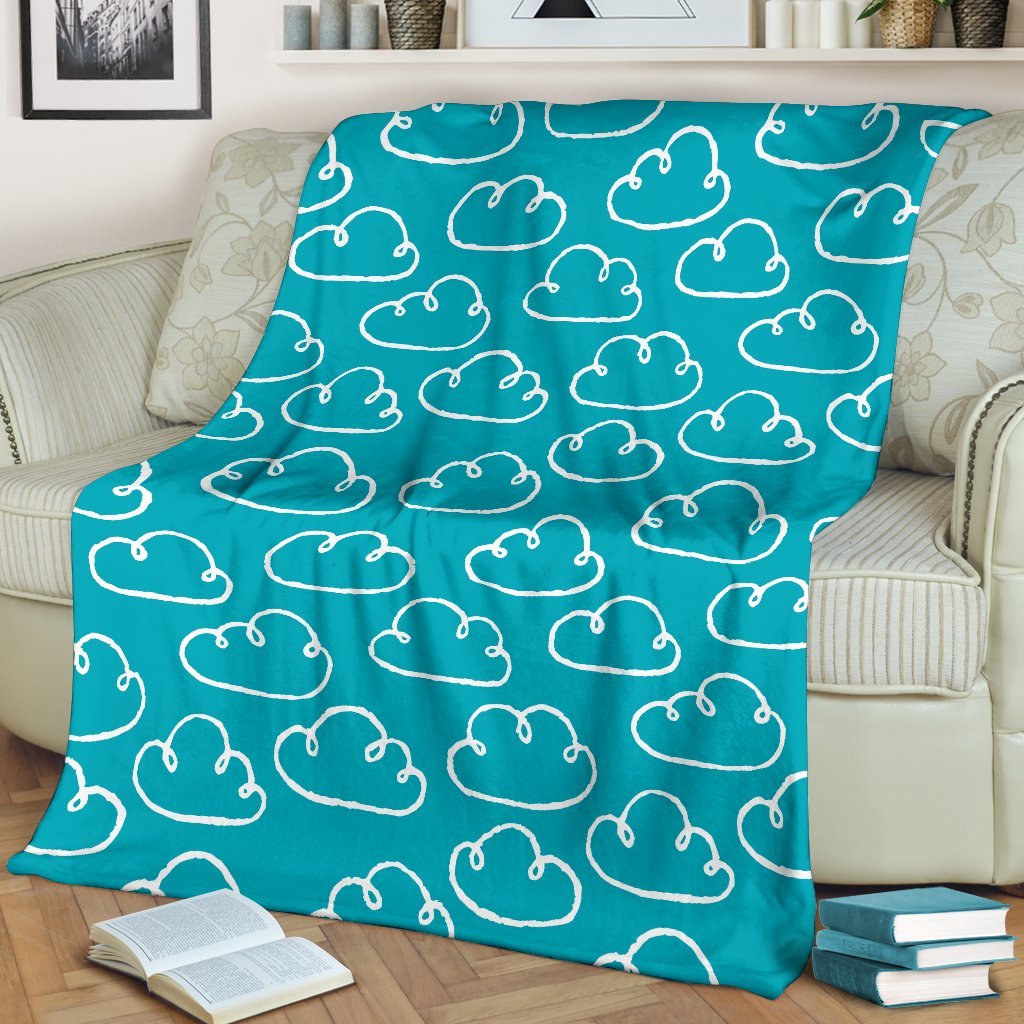 Drawn Cloud Pattern Print Blanket-grizzshop