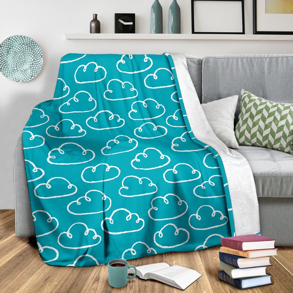 Drawn Cloud Pattern Print Blanket-grizzshop