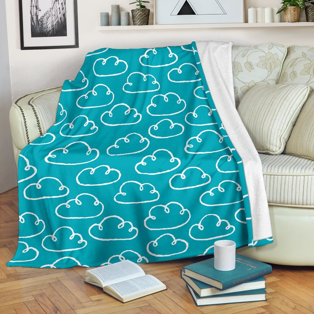 Drawn Cloud Pattern Print Blanket-grizzshop