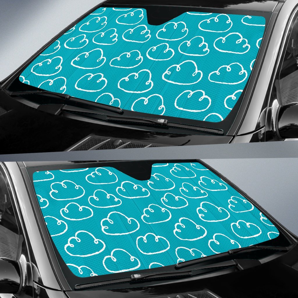 Drawn Cloud Pattern Print Car Sun Shade-grizzshop