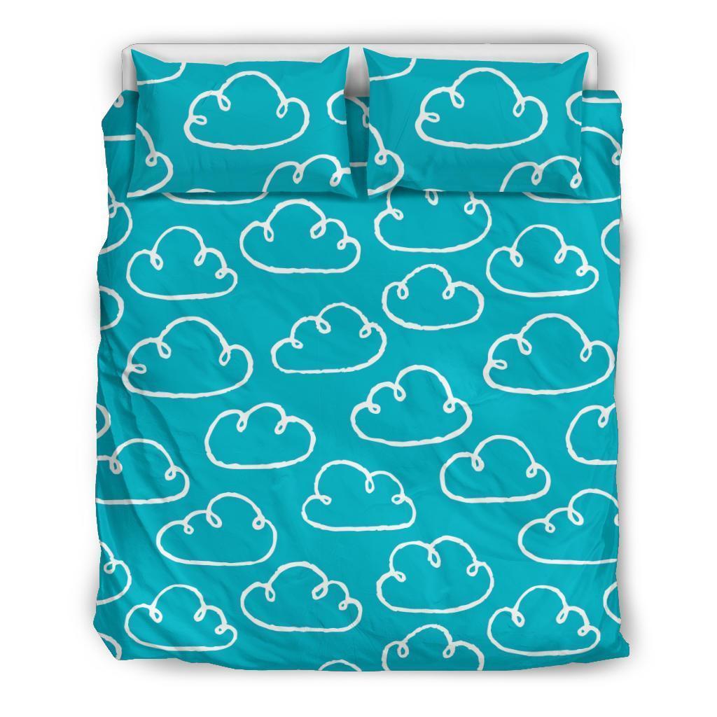 Drawn Cloud Pattern Print Duvet Cover Bedding Set-grizzshop