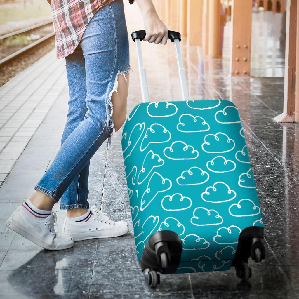 Drawn Cloud Pattern Print Luggage Cover Protector-grizzshop