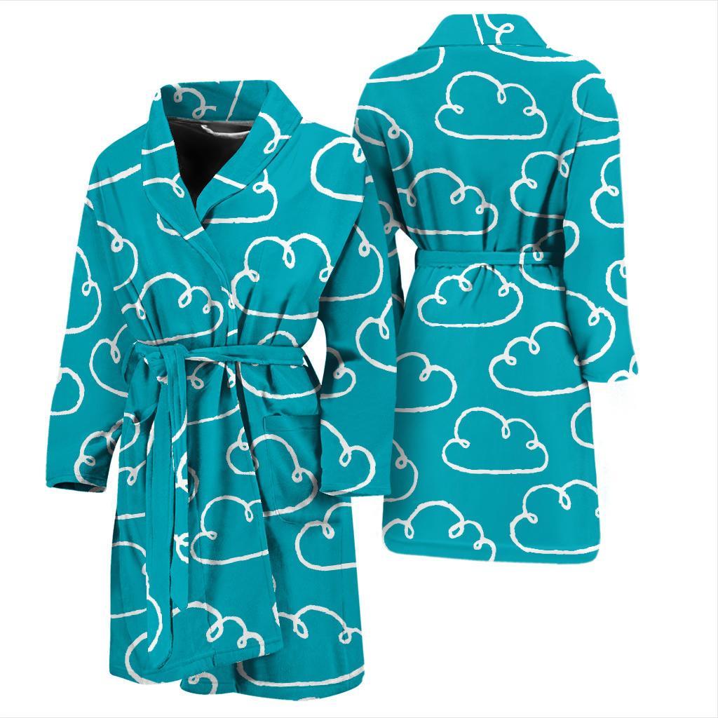Drawn Cloud Pattern Print Men Long Robe-grizzshop