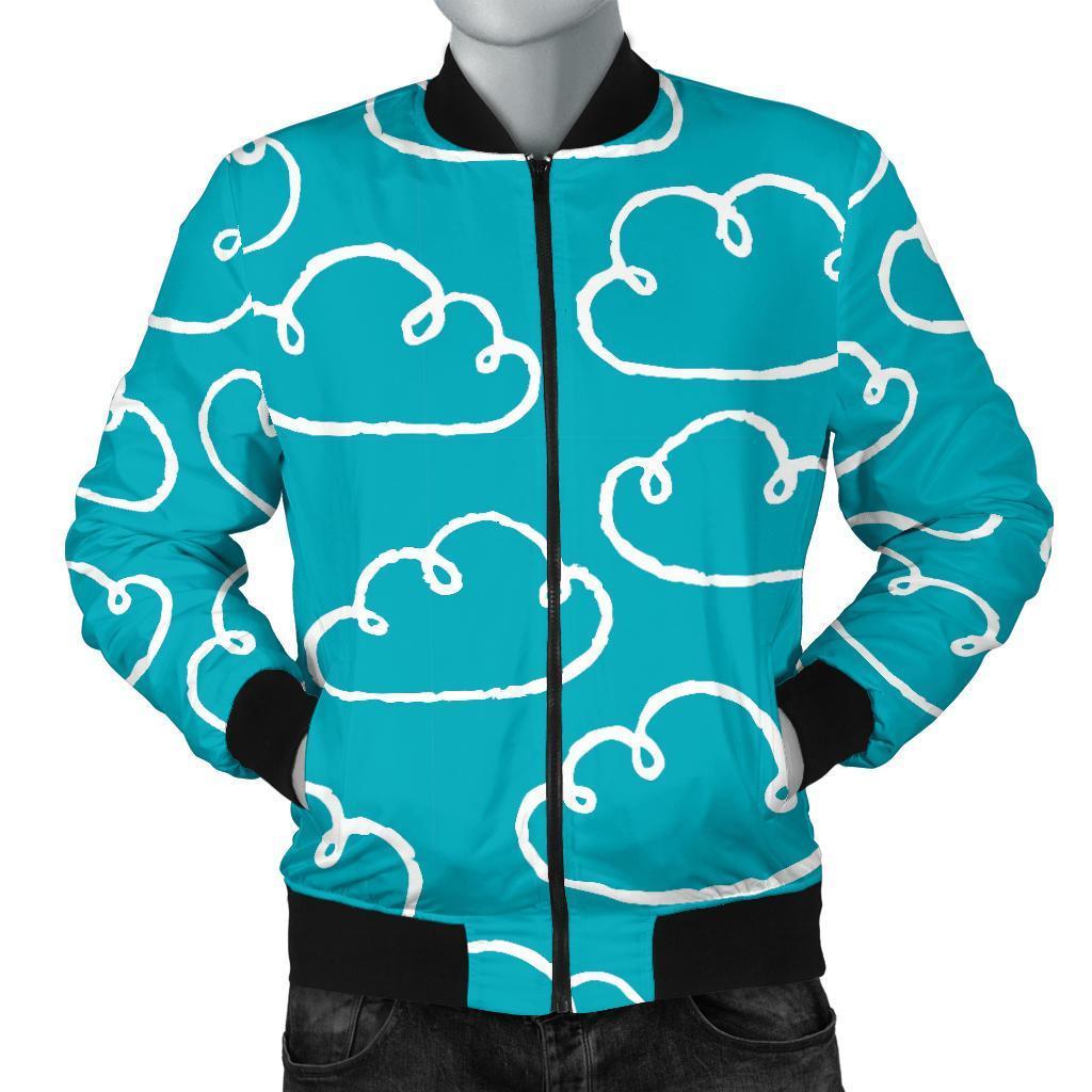 Drawn Cloud Pattern Print Men's Bomber Jacket-grizzshop