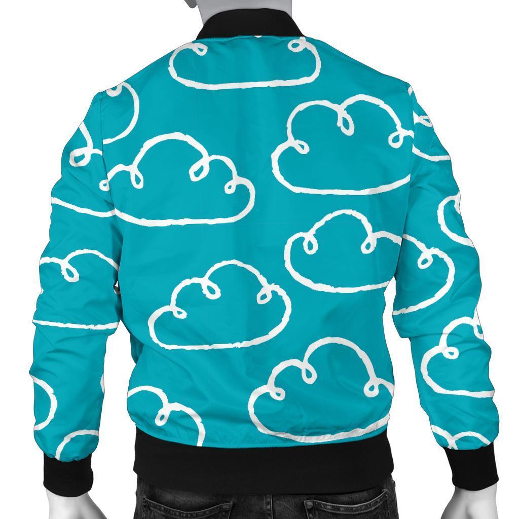Drawn Cloud Pattern Print Men's Bomber Jacket-grizzshop