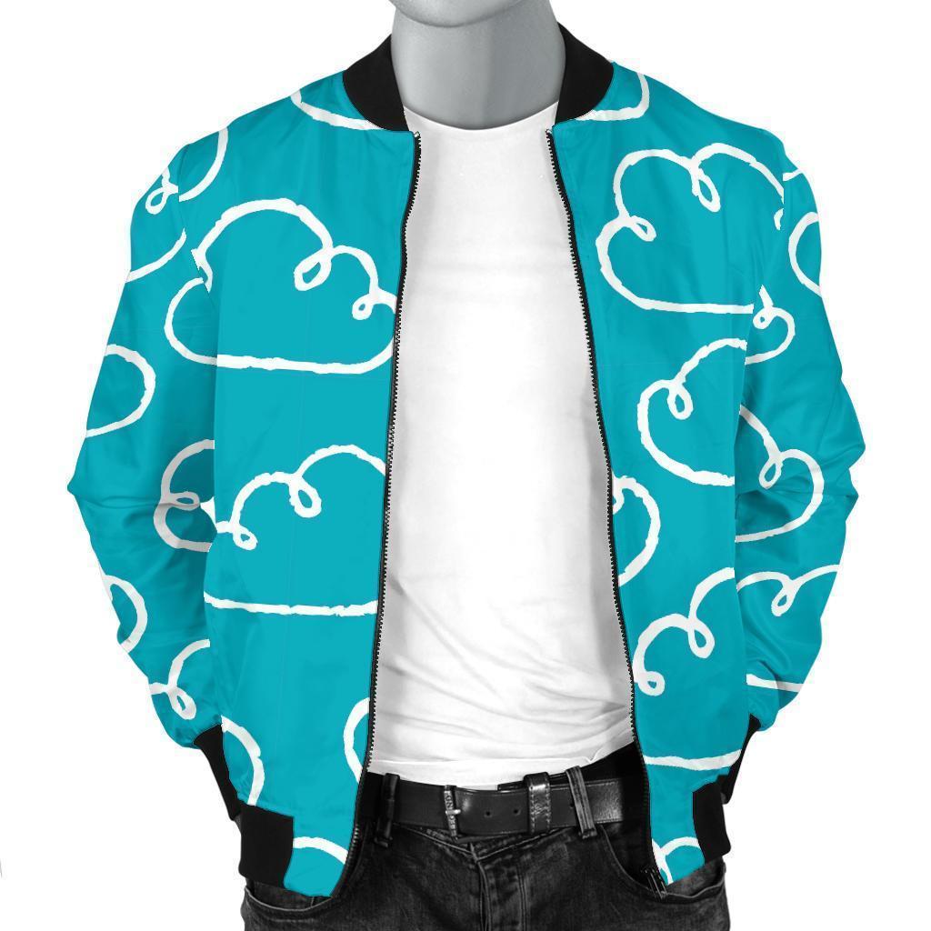 Drawn Cloud Pattern Print Men's Bomber Jacket-grizzshop