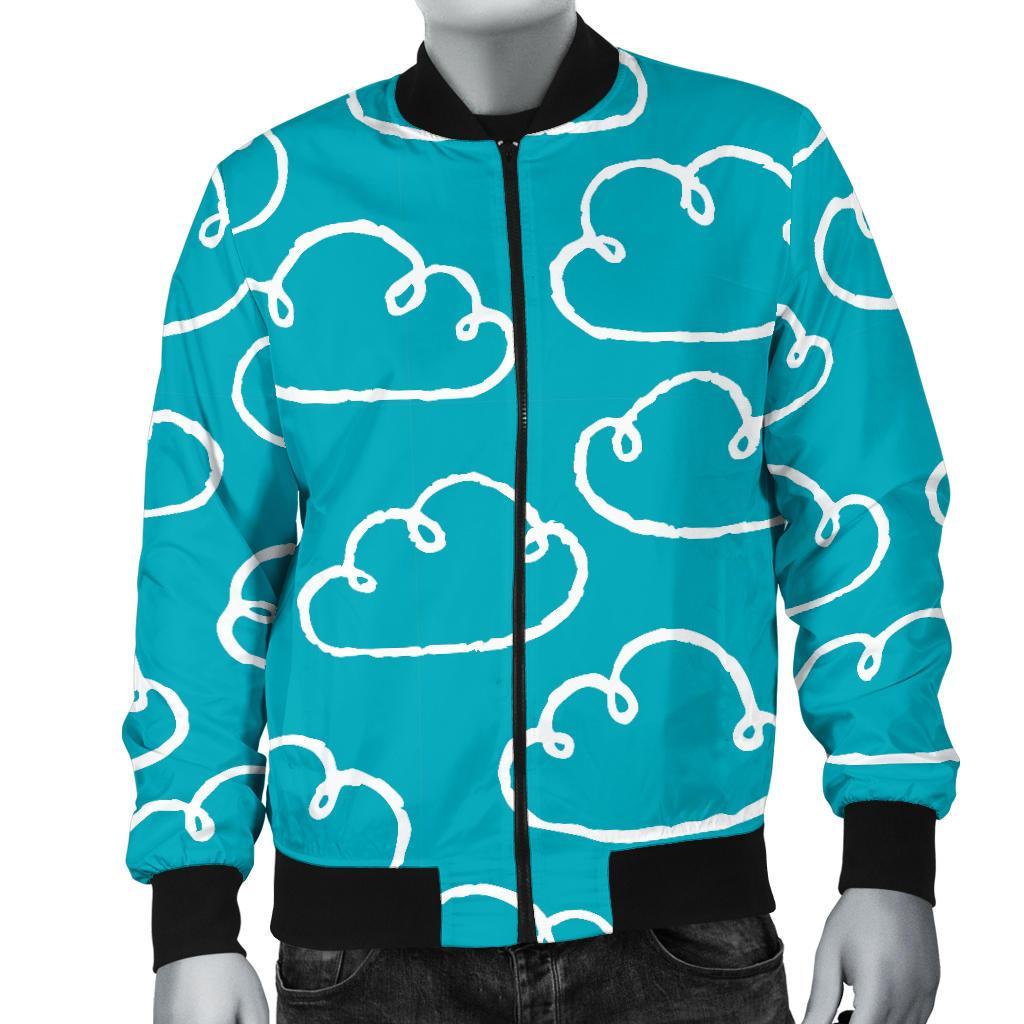 Drawn Cloud Pattern Print Men's Bomber Jacket-grizzshop