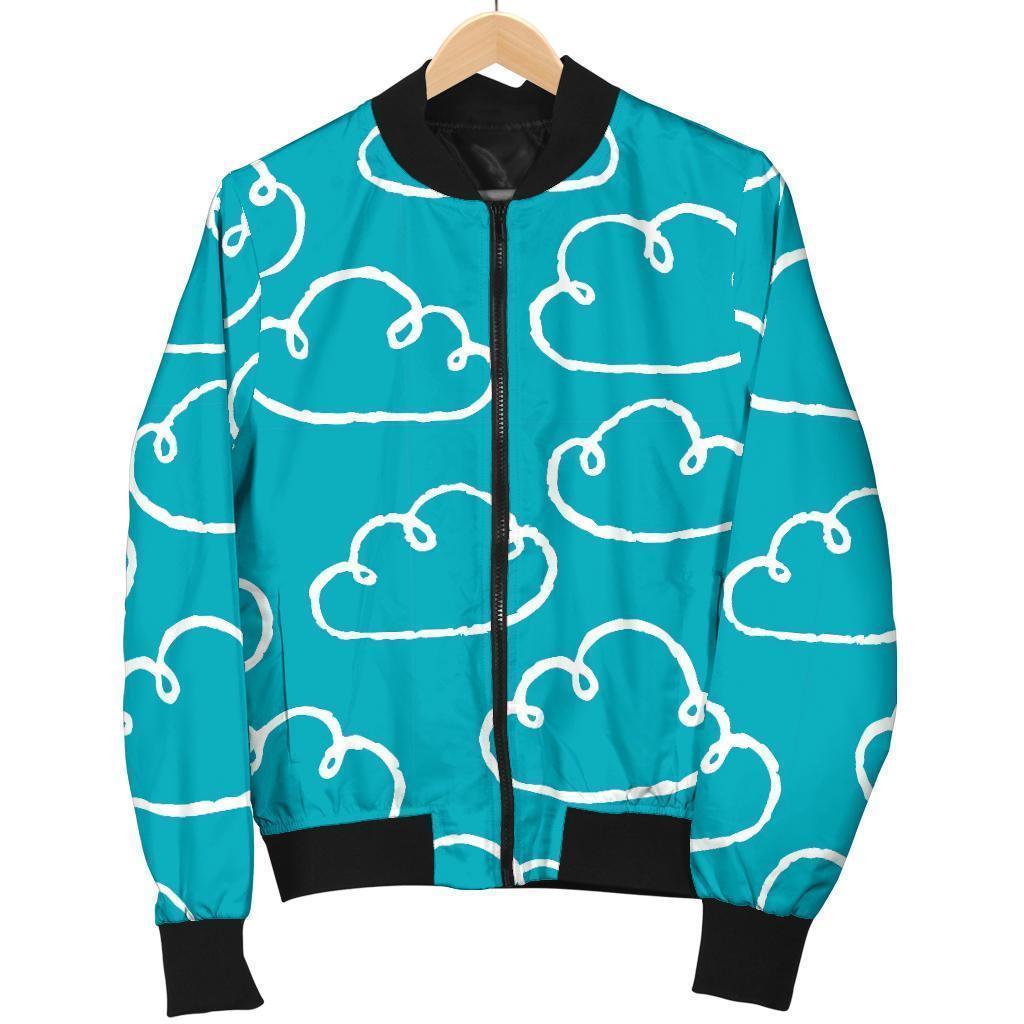 Drawn Cloud Pattern Print Men's Bomber Jacket-grizzshop