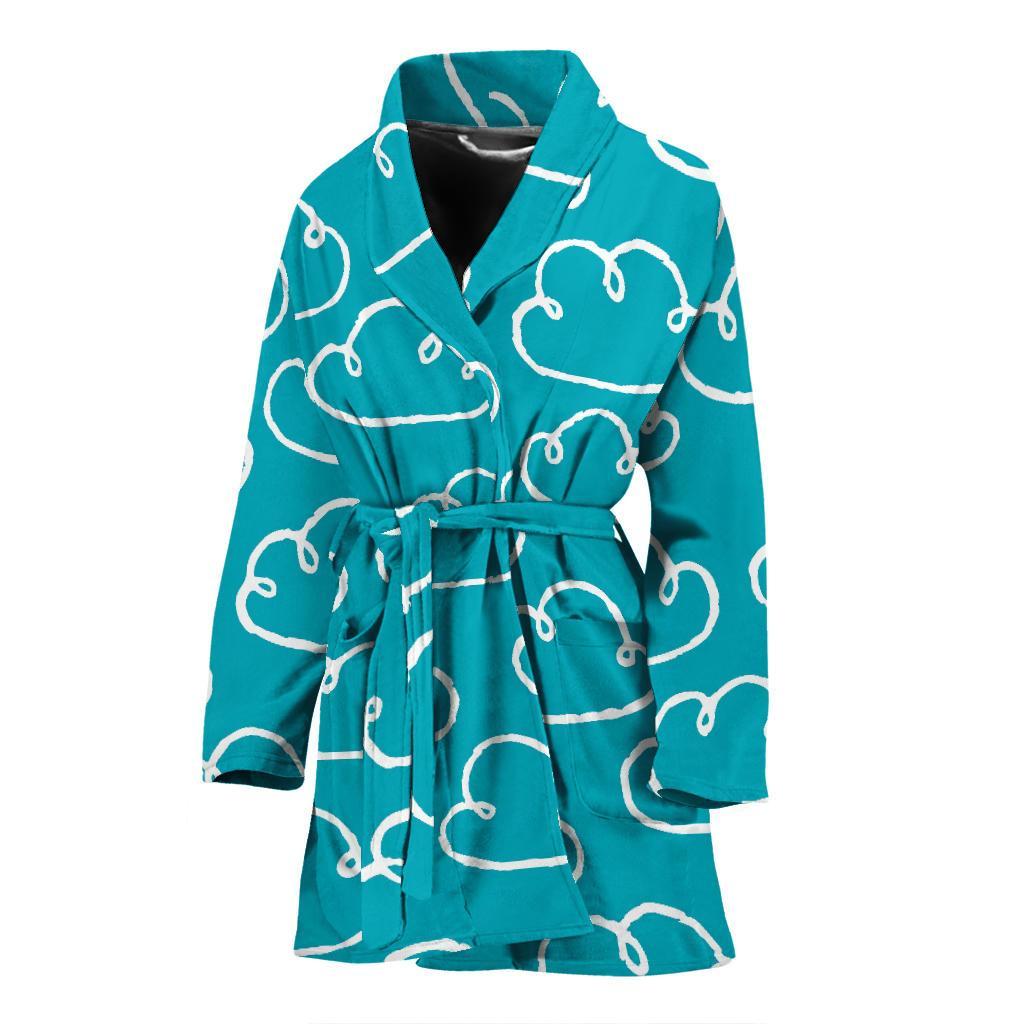 Drawn Cloud Pattern Print Women Long Robe-grizzshop