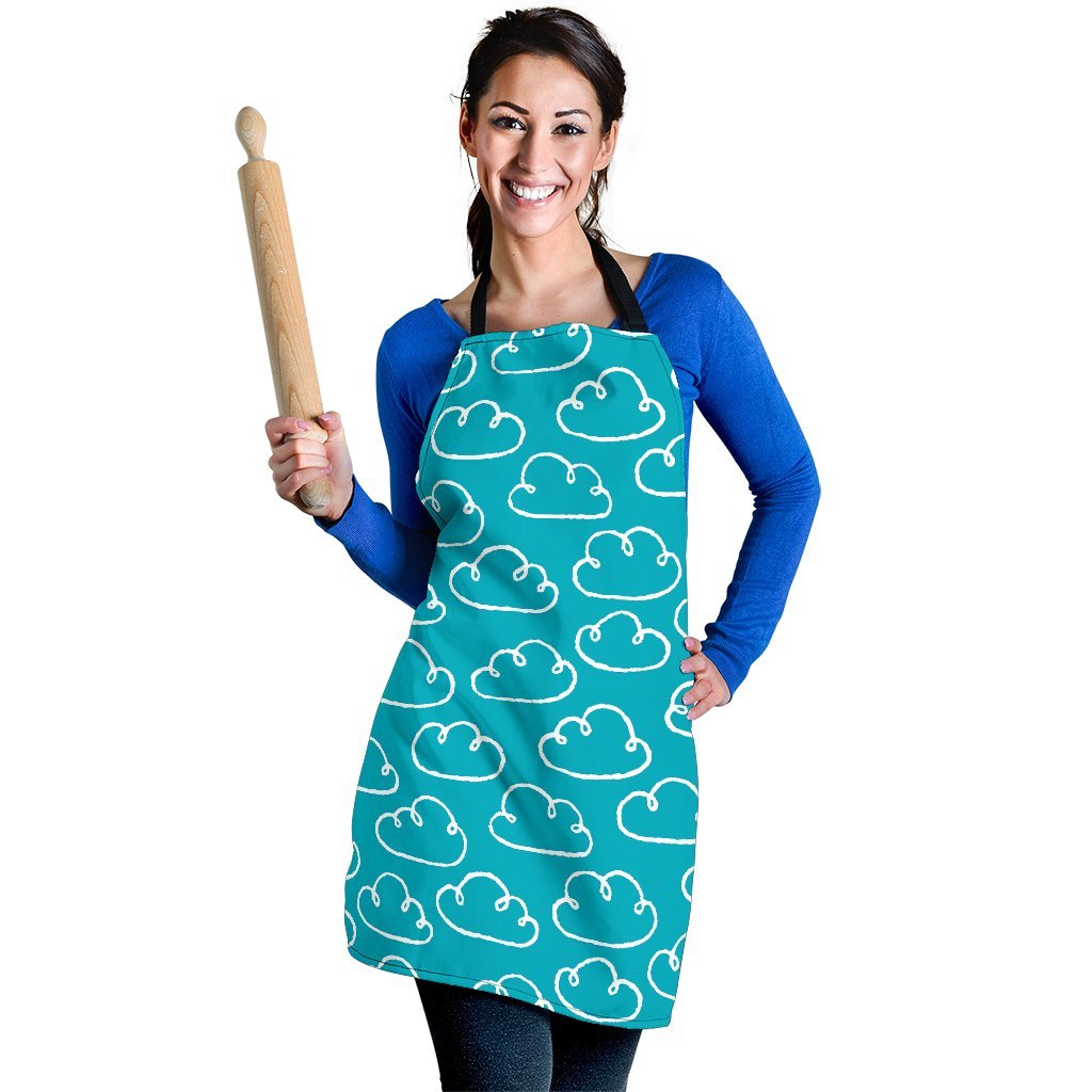 Drawn Cloud Pattern Print Women's Apron-grizzshop