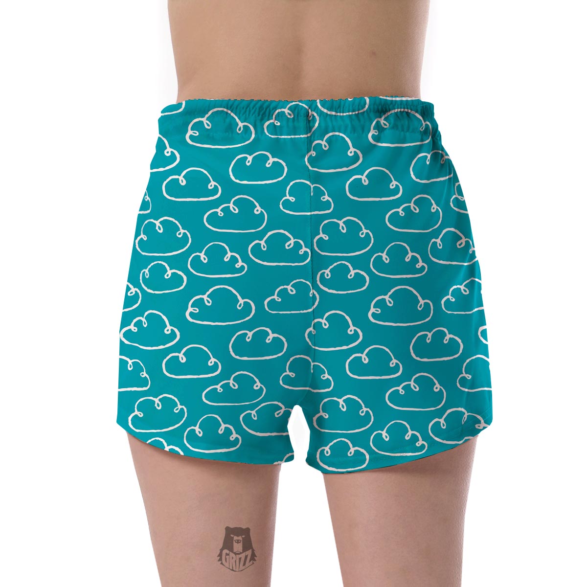 Drawn Cloud Pattern Print Women's Shorts-grizzshop