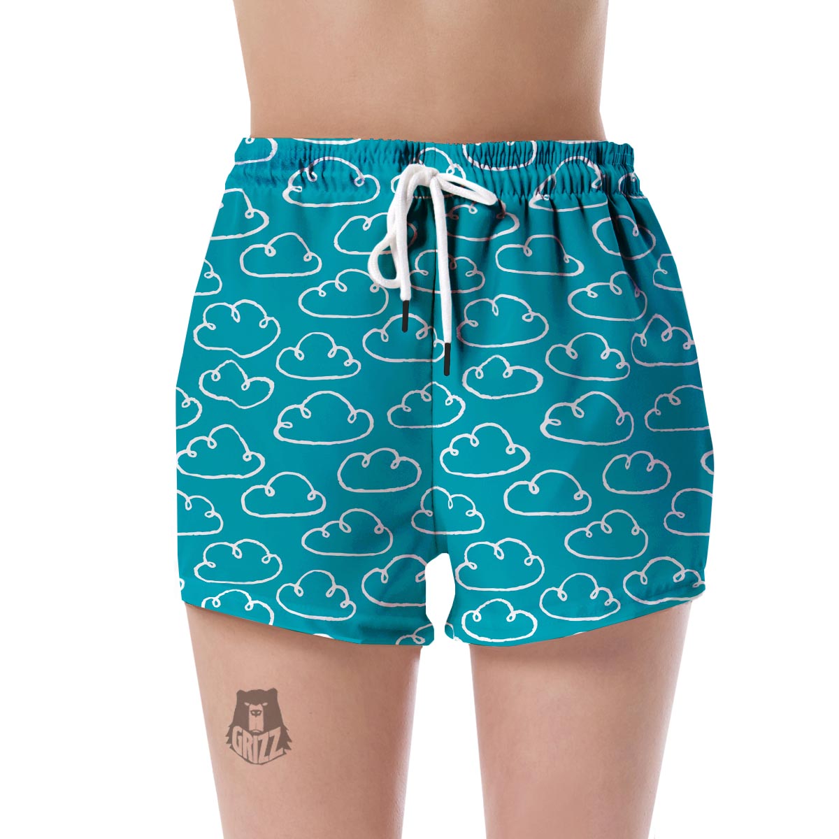 Drawn Cloud Pattern Print Women's Shorts-grizzshop