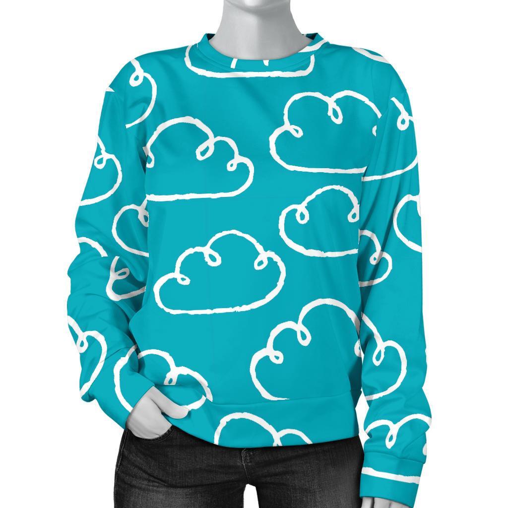 Drawn Cloud Pattern Print Women's Sweatshirt-grizzshop