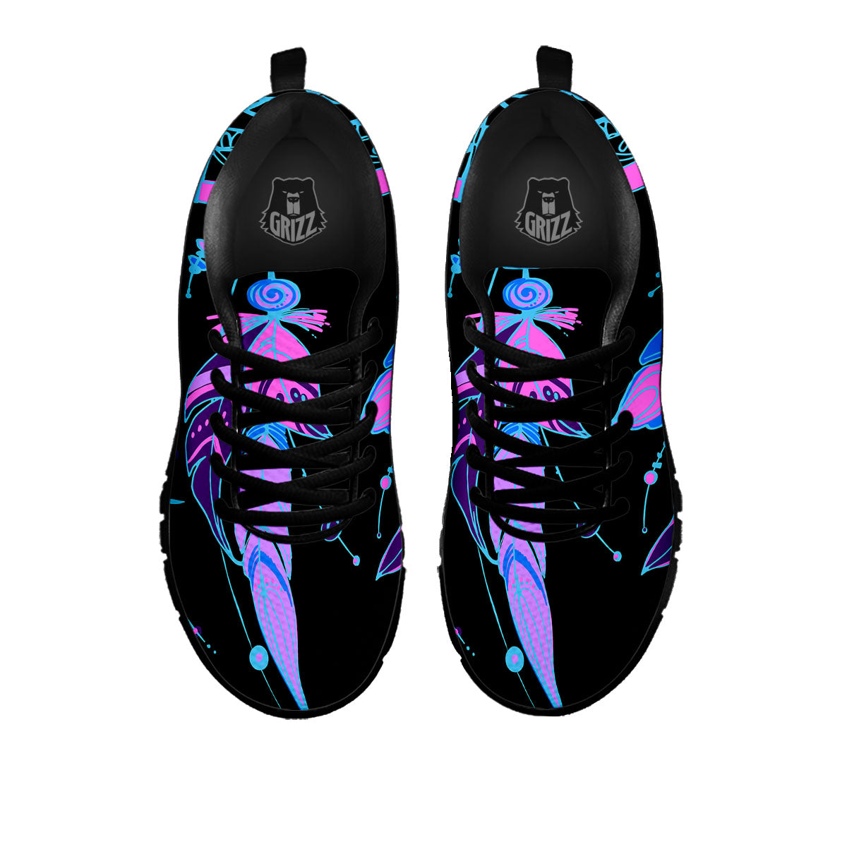 Dream Catcher Blue And Purple Black Print Black Sneaker-grizzshop