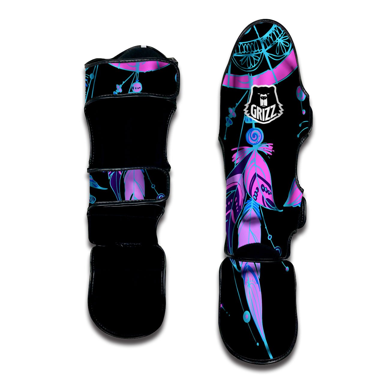 Dream Catcher Blue And Purple Black Print Muay Thai Shin Guards-grizzshop